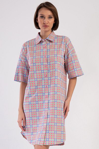 VİENETTA Cotton Women's Off Shoulder All Button Short Sleeve Nightgown , 409146