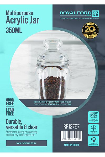ROYALFORD برطمان أكريليك متعدد الأغراض سعة 350 مل - RF12767