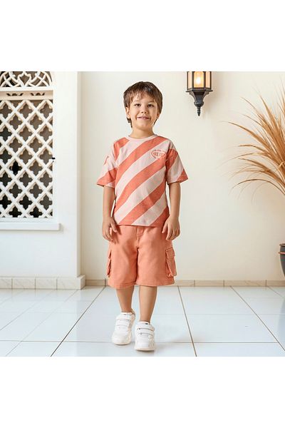 Juniors Striped Crew T-shirt with Short Sleeves