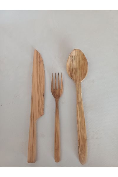 oliveforestwood Spoon, Fork, Knife Set (Natural Olive Tree)