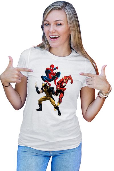 OEM Tricou Femei Wolverine Spiderman Flash Fight Villians Super Powers