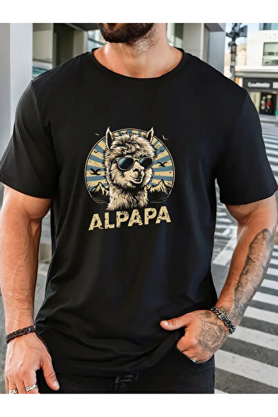 AEMİ Tricou oversize cu decolteu mare unisex cu imprimeu Alpapa