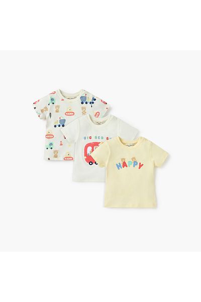 Juniors Animal Print Crew Neck T-shirt with Short Sleeves - Set of 3