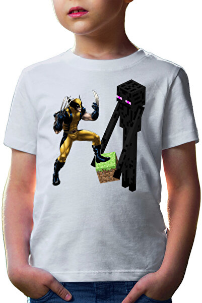 OEM Tricou copii Minecraft Enderman Wolverine Grass Cube