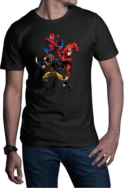 OEM Tricou barbati Wolverine Spiderman Flash Fight Villians Super Powers
