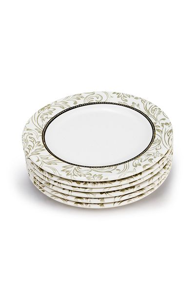 Edessa Ceramic Elana 20Cm Round Dessert Plate, White (Set of 6)