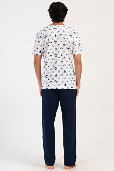 VİENETTA Cotton Men's Short Sleeve Pajama Suit, 408171