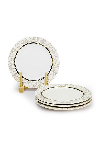 Edessa Ceramic Elana 20Cm Round Dessert Plate, White (Set of 4)