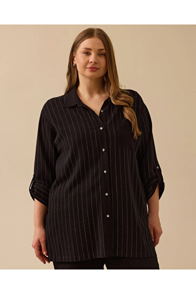 Gala-Xi Plus Size Striped Button down Shirt