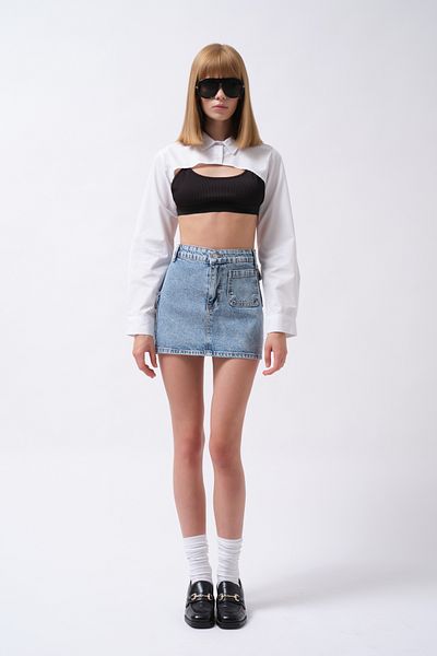 Black Fashion Μίνι μπλε τζιν φούστα με λεπτομέρεια τσέπης