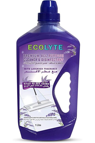 ECOLYTE+ منظف أرضيات فاخر متعدد الأغراض ومطهر، للمستشفيات - (لافندر، 1 لتر)