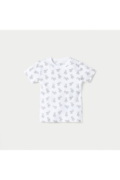 Juniors All-Over Zebra Print Short Sleeve T-shirt and Pyjama Set