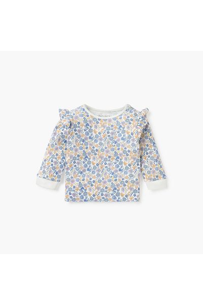 Juniors Floral Print Pointelle T-shirt and Pyjama Set