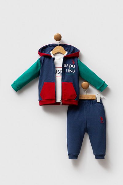 U.S. Polo Assn. Licensed Baby Boy Bottom Top 3 Piece Set