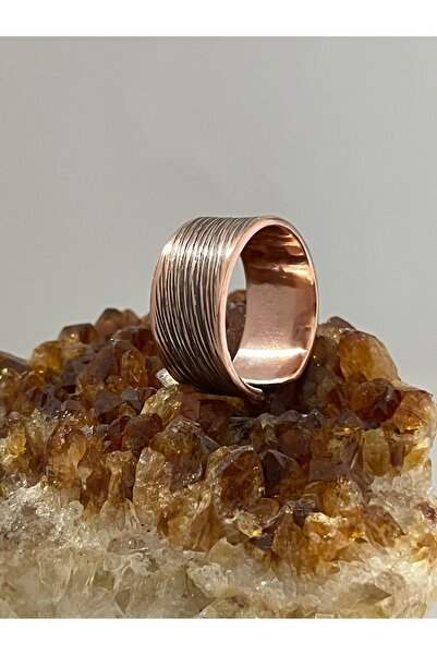 Melisa MoonCo , Saf Bakır Yüzük, Suyolu Eskitme Desenli,Bakırın Şifası ile