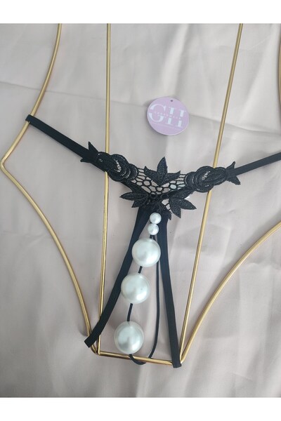 G&H UNDERWEAR String Thong Panties with Pearls (Large Pearl)