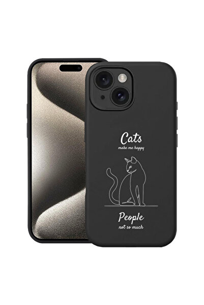 bestcase ® Husă premium din silicon pentru Apple iPhone 15 Plus, Pisicile mă ...