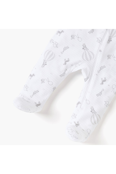 Juniors Animal Print Closed Feet Sleepsuit and Cap Set