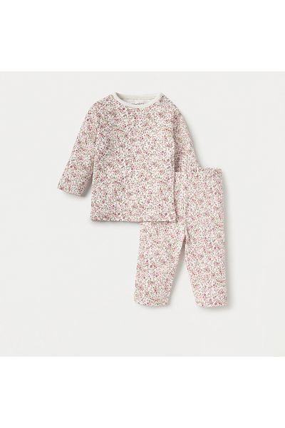 Juniors Floral Print Long Sleeves T-shirt and Pyjama Set