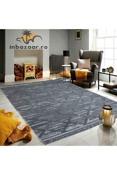 OEM Covor 3D în relief zigzag 036A 120x180 cm Antracit