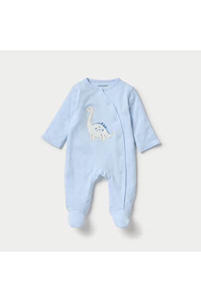 Juniors بدلة نوم مبطنة مزينة برسومات ديناصور بأكمام طويلة وإغلاق بزر كبس