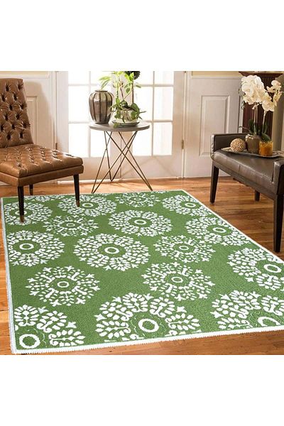 OEM Covor țesut din Bumbac, verde, 60x90 cm, CBB600