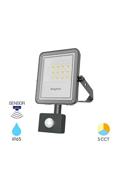 Braytron PROIECTOR LED PF 10W 3IN1+SENZOR 1100LM IP65-GRI