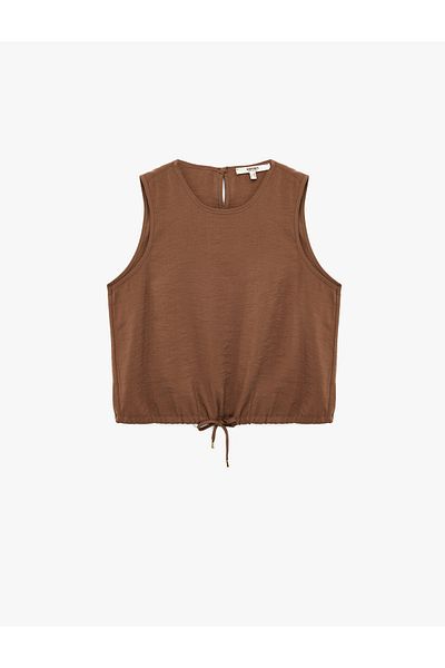Koton Αμάνικη μπλούζα Modal Fabric Crew Neck με λεπτομέρεια δεσίματος