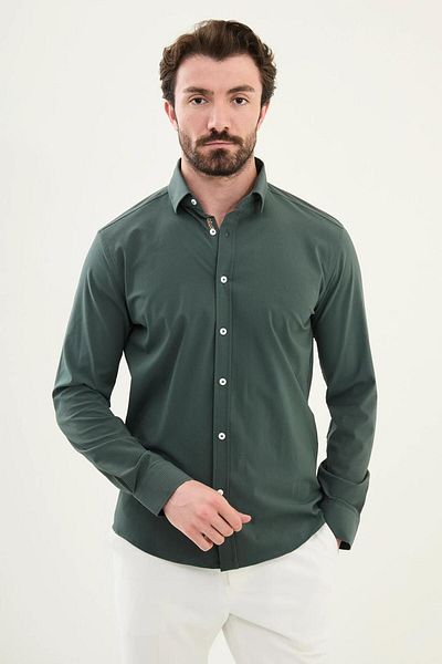 Mcr Ανδρικό πουκάμισο Seersucker Slim Fit Cotton 27081