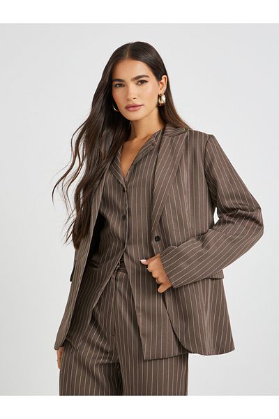 Styli Striped Regular Fit Regular Length Blazer