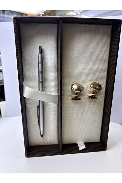 Cross CR010-C3 KOL DÜĞMESİ + AT82S-14 SATEN KROM TÜKENMEZ KALEM