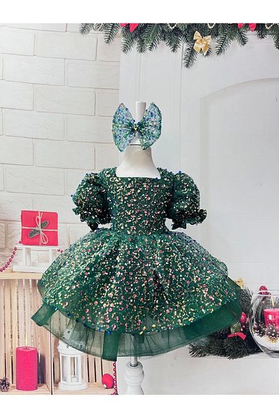 Nissa Green Stone Girl's Evening Dress