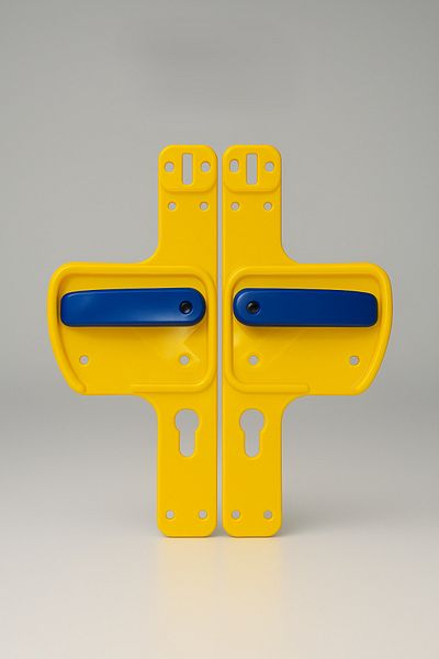Life 360 Barrier Door Handle |   Navy Blue - Yellow Colored |   Child Safe |   Suitable for Schools and Training Areas