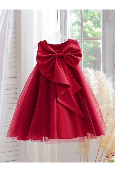 Styli Sleeveless Mesh Dress with Bow Detail