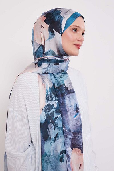 Levidor Abstract Flower Pattern Indian Silk Shawl