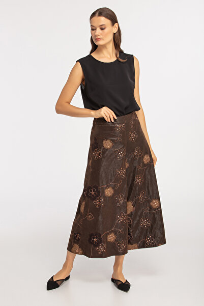 Qui Prive Kadın Desenli Deri Pantolon