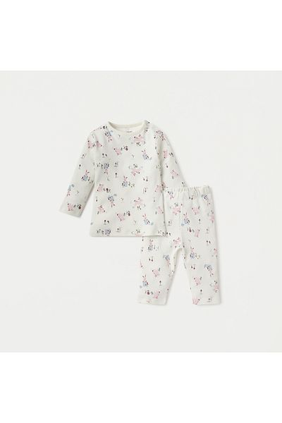 Juniors Printed Long Sleeves T-shirt and Pyjama Set
