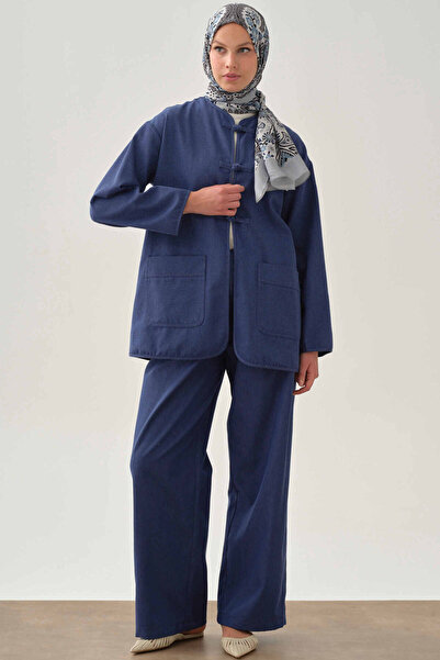Tuğba Pileli Denim Pantolon - İndigo