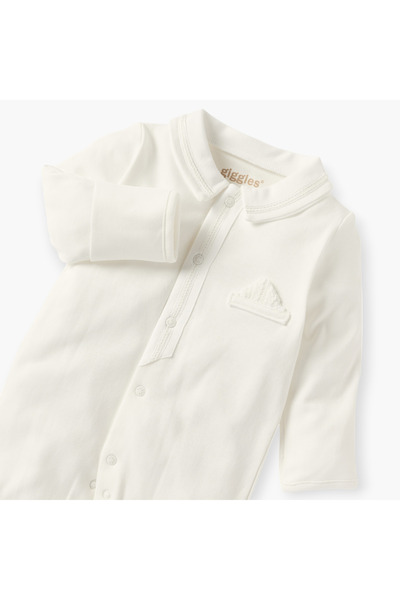 giggles Textured Closed Foot Sleepsuit with Collar and Snap Button Closure