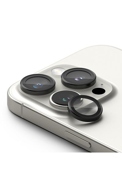 Ringke Camera Lens Film For Iphone 16 Pro / Iphone 16 Pro Max - Camera Lens Frame Glass - Black