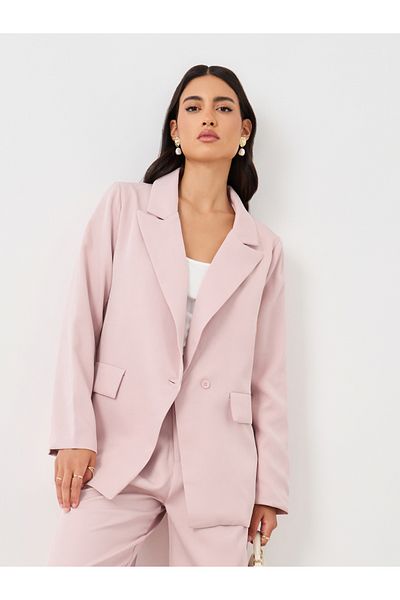 Styli Oversized Notch Label Regular Fit Blazer