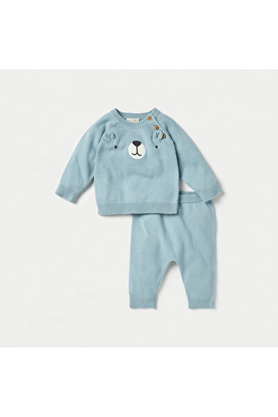 Juniors طقم بيجامة وتيشيرت بأكمام طويلة مزين بوجه حيوان