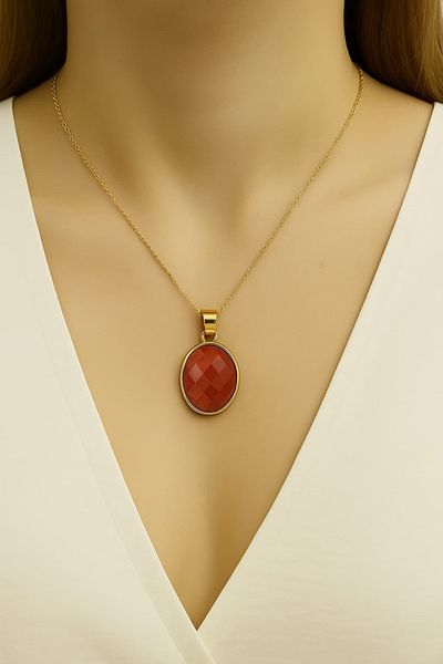 CEZY Red Jasper Stone Pendant Symbol of Power Balance and Elegance