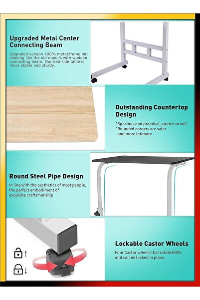 Türkiye Upgraded Metal Base Adjustable Multipurpose Movable Desktop Computer Mobile Laptop Desk H