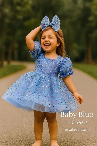 Nissa Blue Stone Girl's Evening Dress
