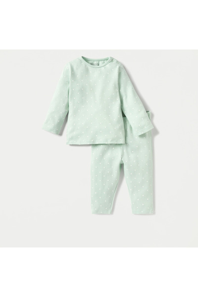 Juniors طقم تي شيرت وبيجامة بطبعة نقاط البولكا