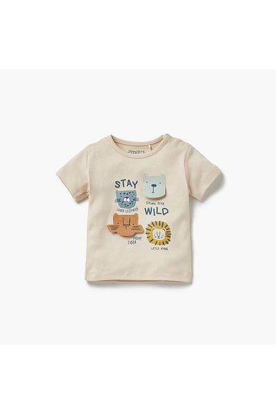 Juniors طقم تي شيرت وشورت بطبعة حيوانية