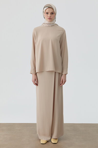 Tuğba Anvelop Pileli Pantolon - Bej