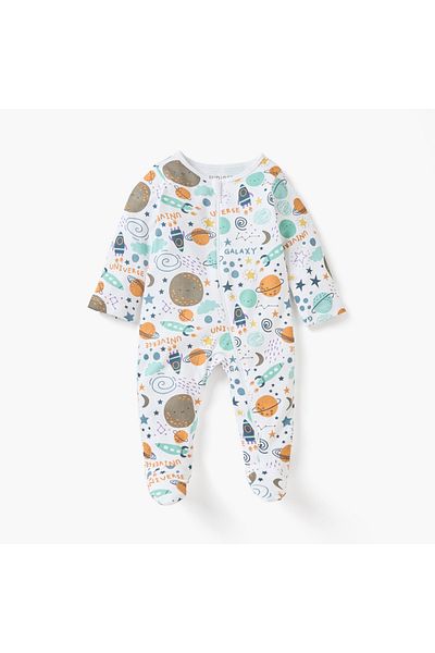 Juniors Galaxy Print Closed Feet Sleepsuit with Zip Closure
