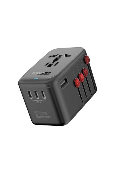 Promate TripMate-GaN100 100W GaN Charging Adapter with Retractable USB-C Cable